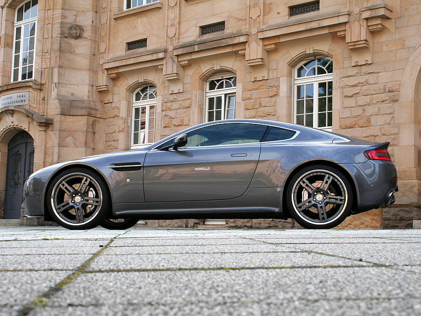 Aston Martin, autos, edificio, gris, vista lateral, estilo, 2009, V8, Vantage fondo de pantalla