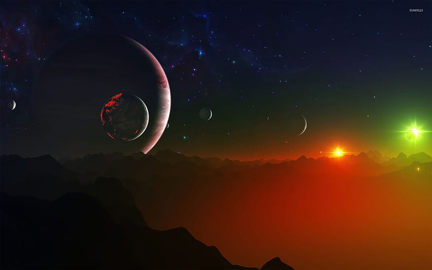 Night sky on strange planet - Fantasy HD wallpaper