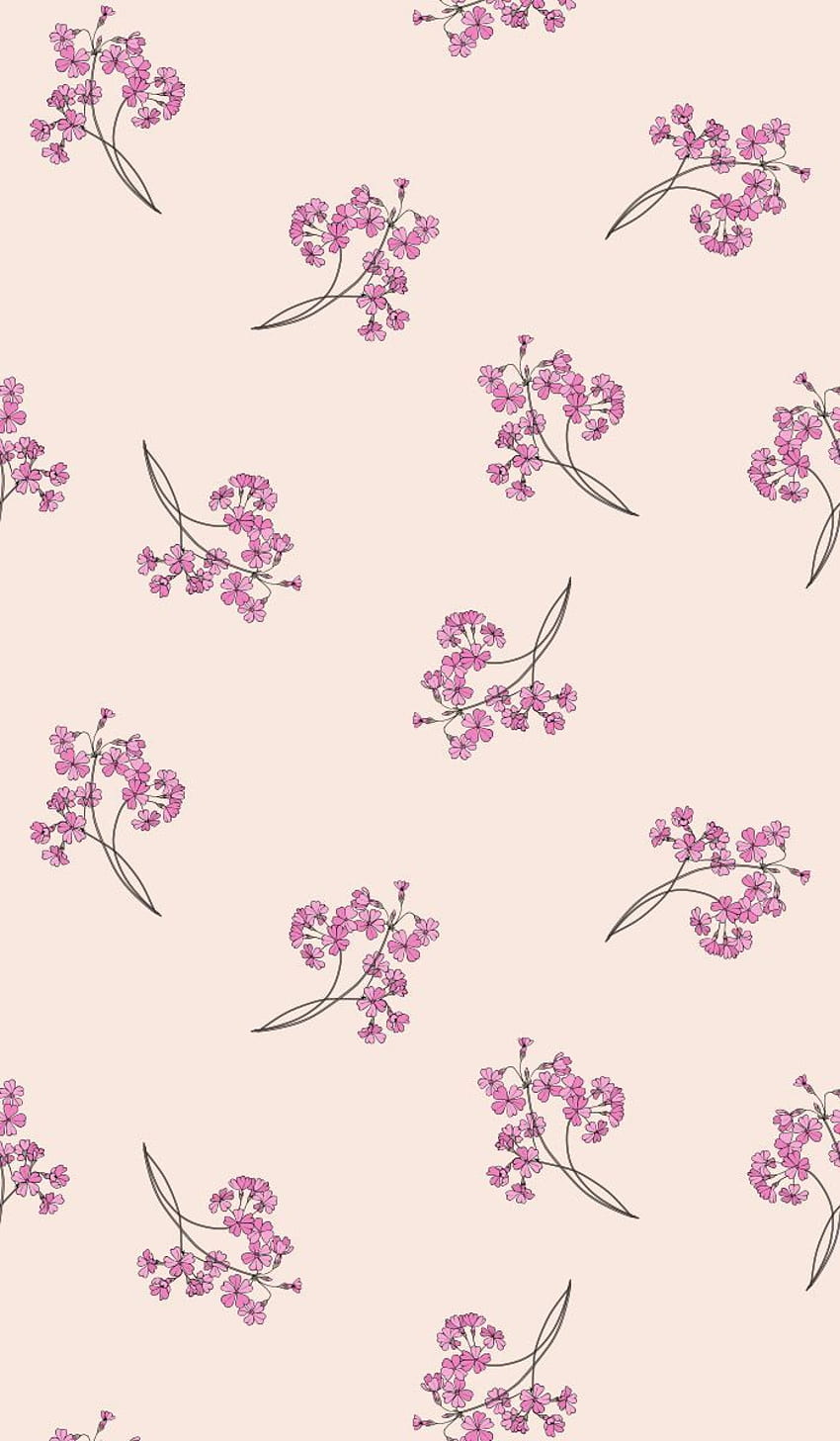 Floral seamless pattern for fabric. Bouquets of primroses on a beige background in 2020. Floral iphone, Floral print , Flower print pattern, Small Flower HD phone wallpaper