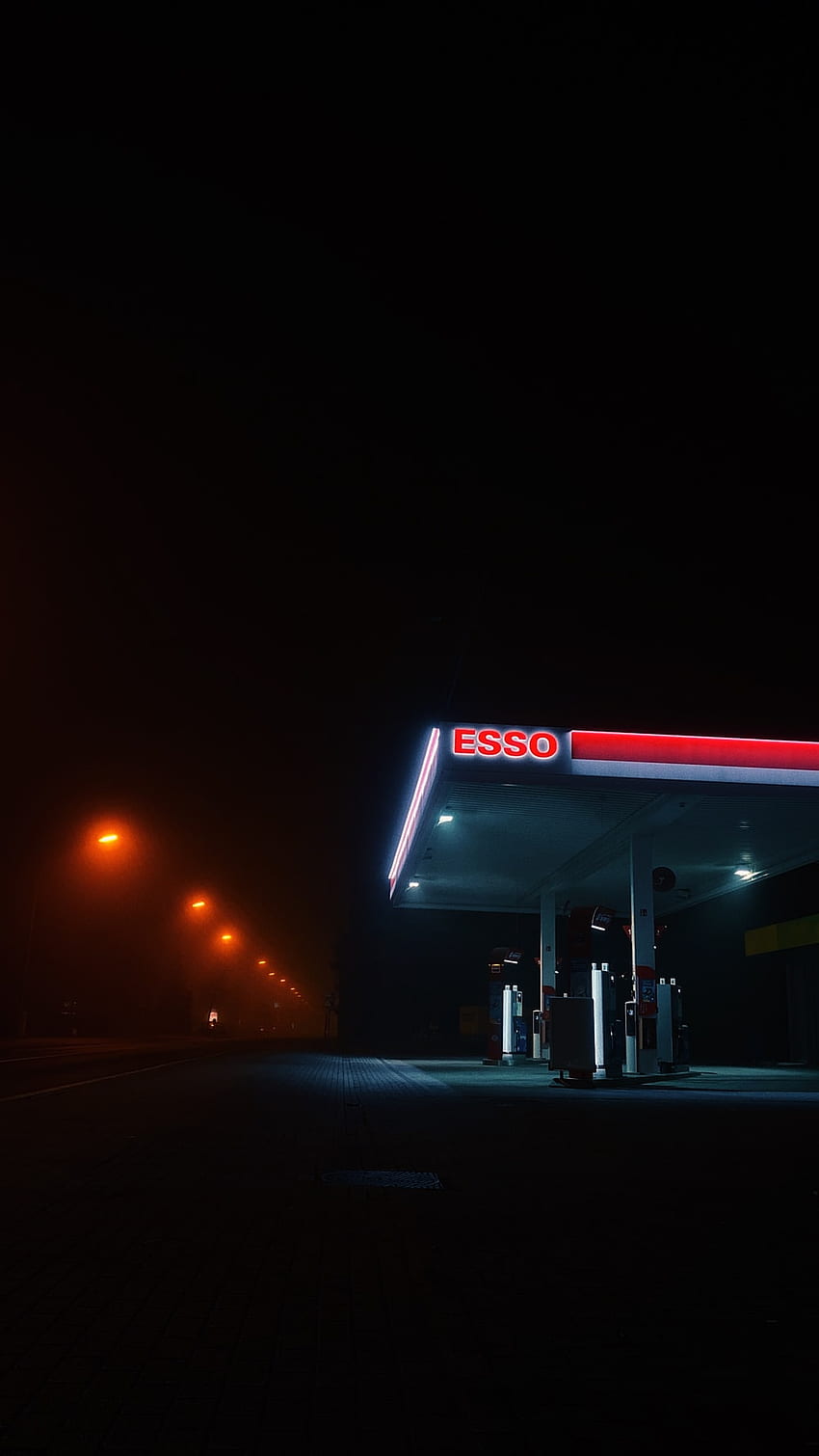 Tankstellennacht, Benzin HD-Handy-Hintergrundbild