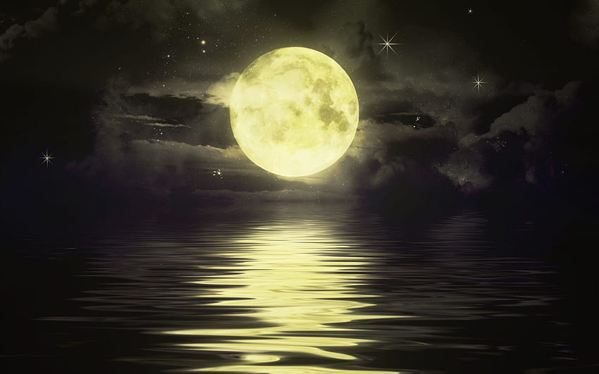 Landschaft, Nacht, Mond HD-Hintergrundbild