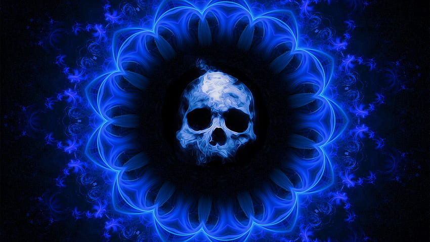 Skull Dark Blue Gothic Fantasy Laptop Full , , Background, and HD wallpaper