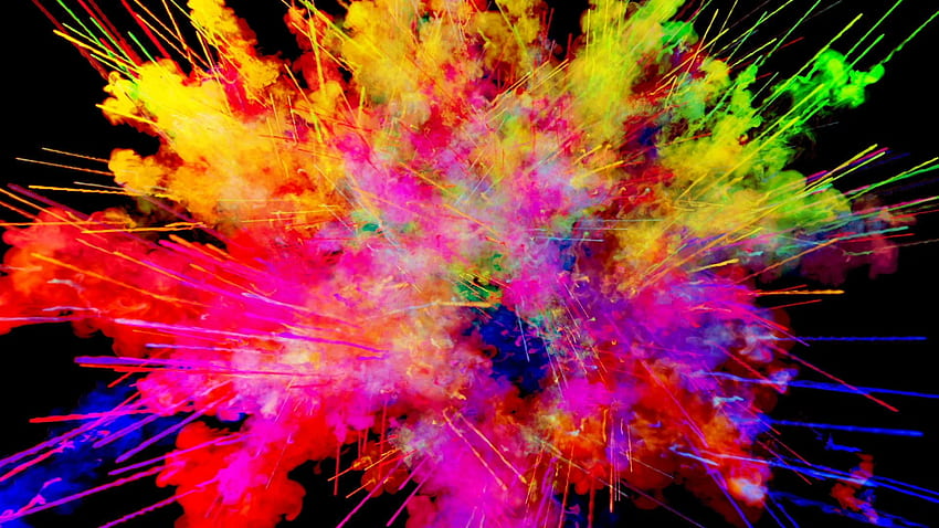 페인트의 불꽃, 고립 된 다채로운 분말의 폭발 HD 월페이퍼