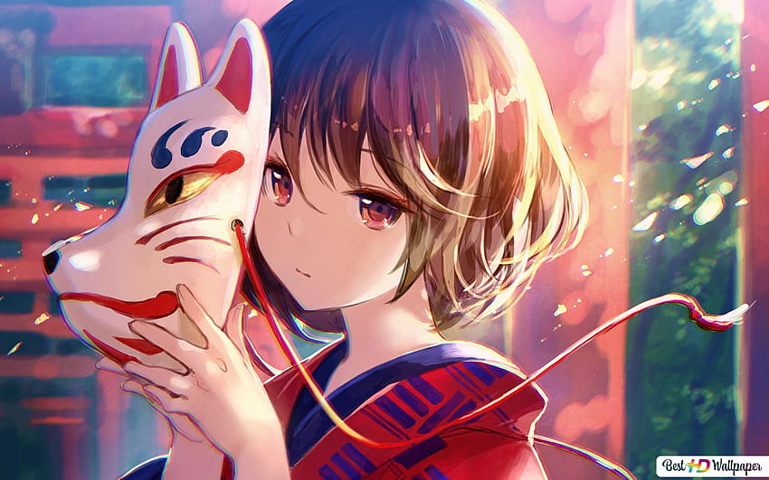 Anime Girl Fox Mask , Cool Anime Fox HD wallpaper