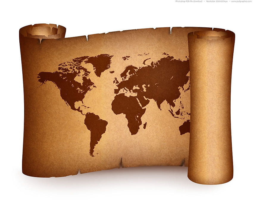 Stara mapa świata na zwoju rocznika papieru Tapeta HD