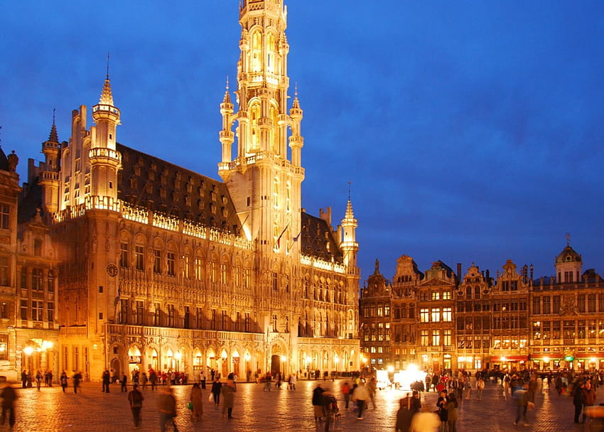 Brussels Great Marked Square, square, arquitecture, brussels, belgium HD wallpaper