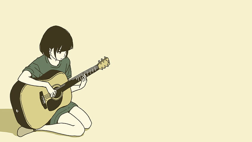 Anime de guitarra acústica, guitarras femininas papel de parede HD
