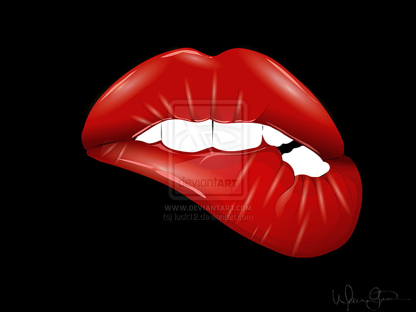 Kiss A red lip print on a black background  Lips art print Lip background  Lips illustration