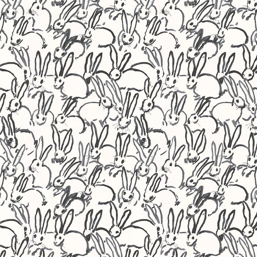 Hunt Slonem Hutch by Lee Jofa - Black / White - : Direct, Black and White Bunny HD phone wallpaper