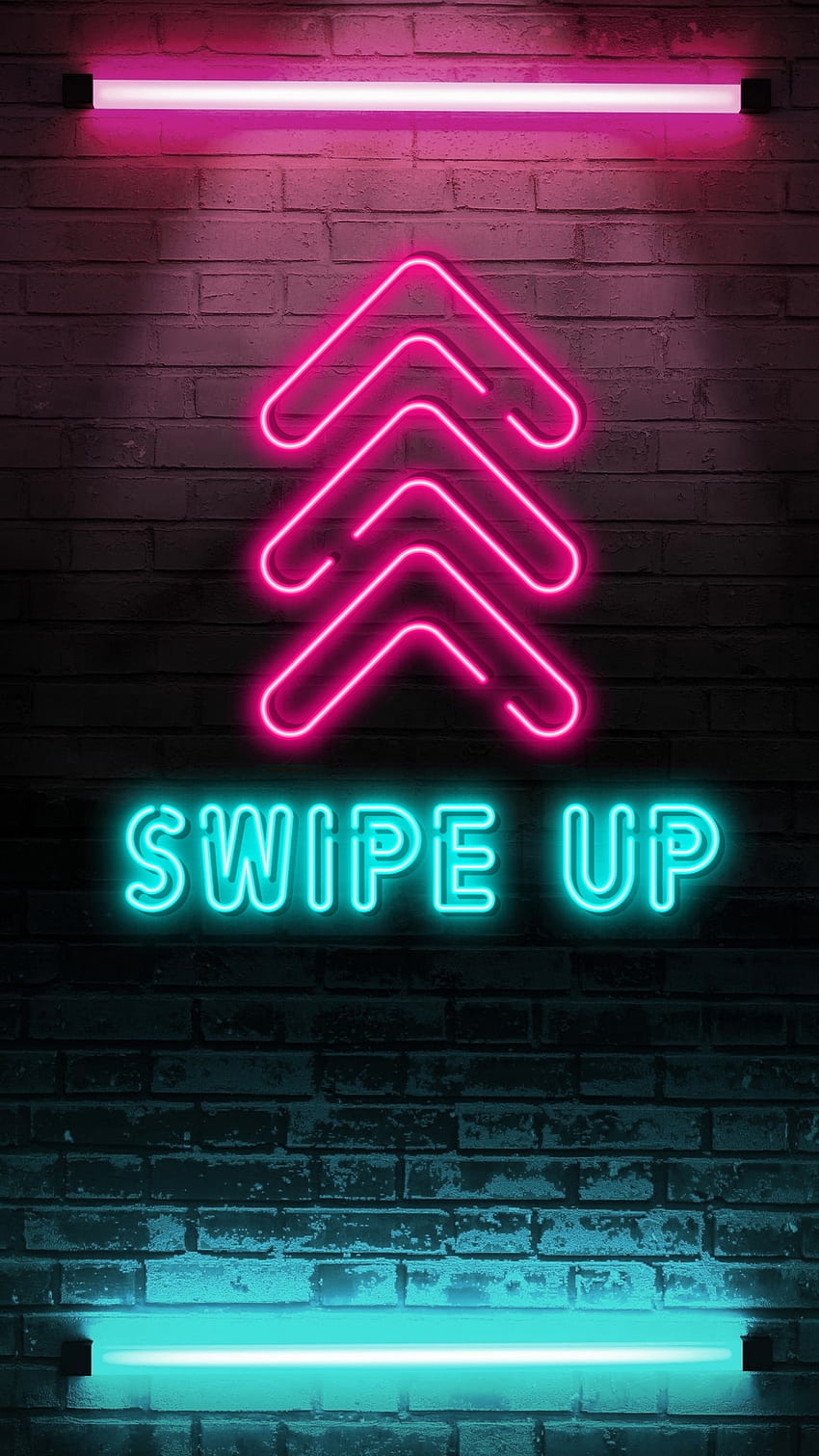 Swipe up, red, sayings, blue, neon, wall, lights HD phone wallpaper
