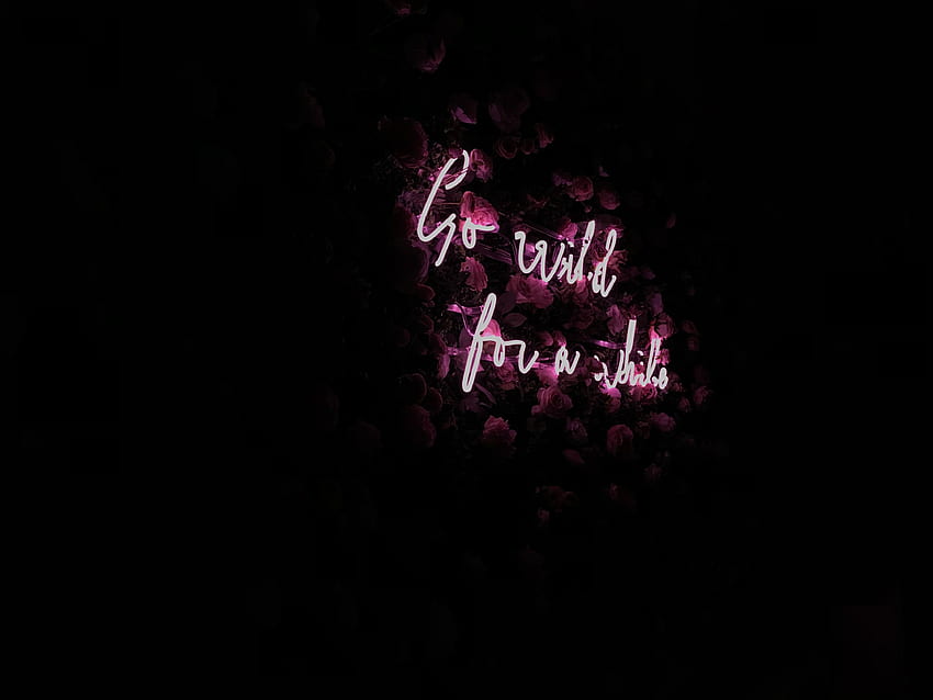 Flowers, Words, Neon, Illumination, Backlight, Inscription, Black Background HD wallpaper