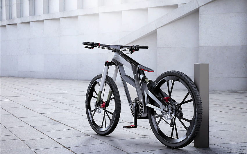 Audi E Bike bicicleta elétrica carro, bicicleta papel de parede HD