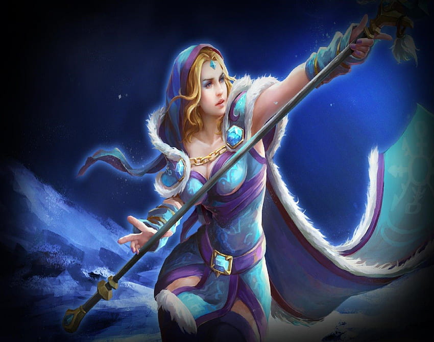 Young Sorceress Fighting, blond, staff, cape, woman HD wallpaper