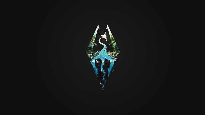 로고, The Elder Scrolls V: Skyrim, 비디오 게임, 미니멀리즘 / 모바일 배경 HD 월페이퍼