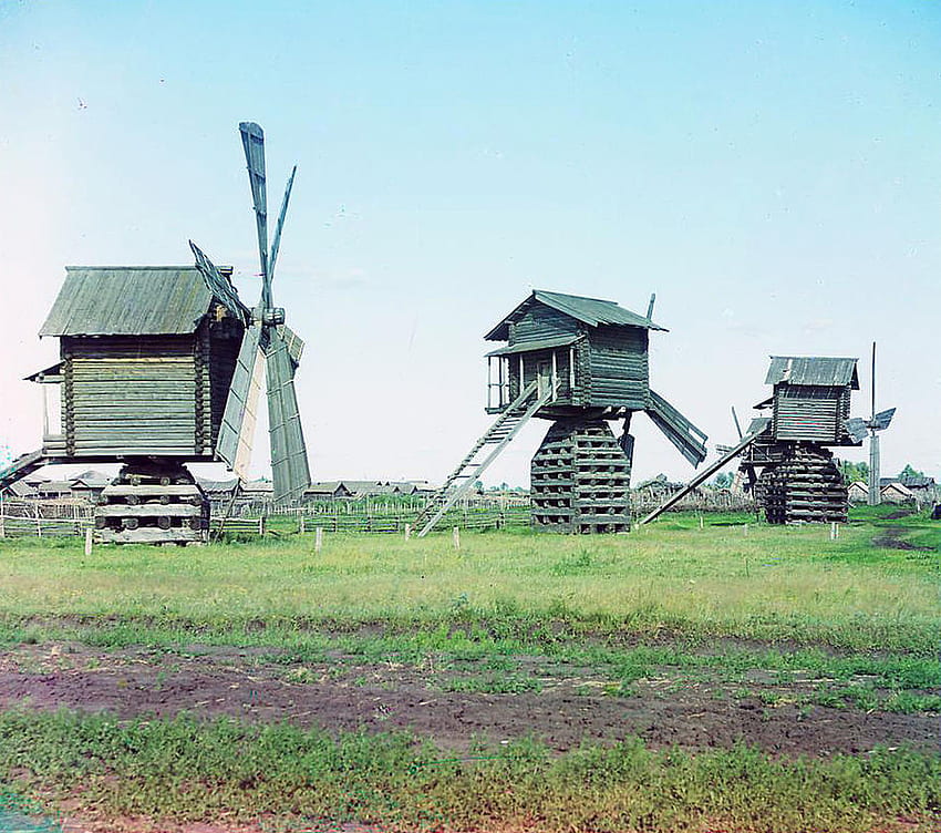 Вятърни мелници, вятърна мелница, ферма, архитектура, руски HD тапет