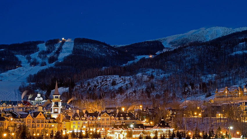 Mountain : View of Quebec, Ski Mountain Night HD wallpaper