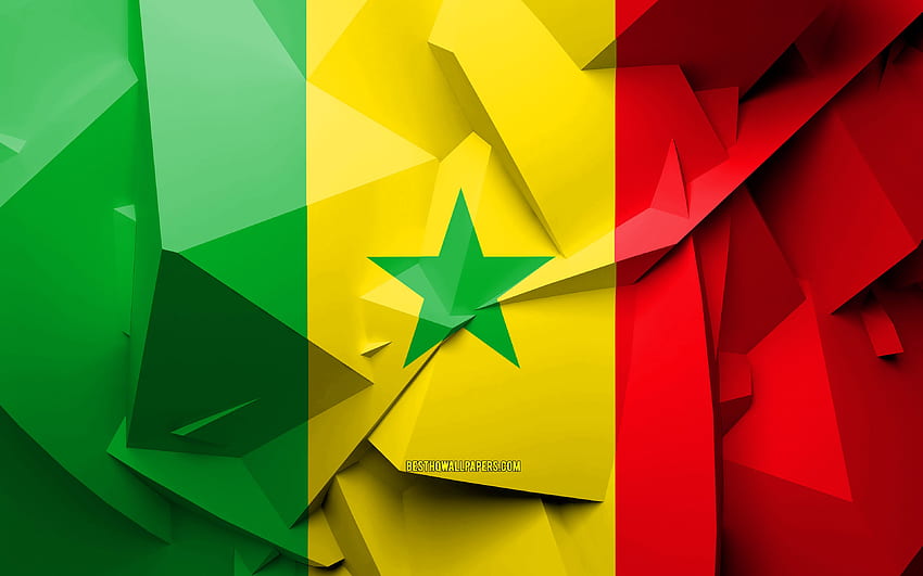 Flagge Senegals, geometrische Kunst, afrikanisch HD-Hintergrundbild