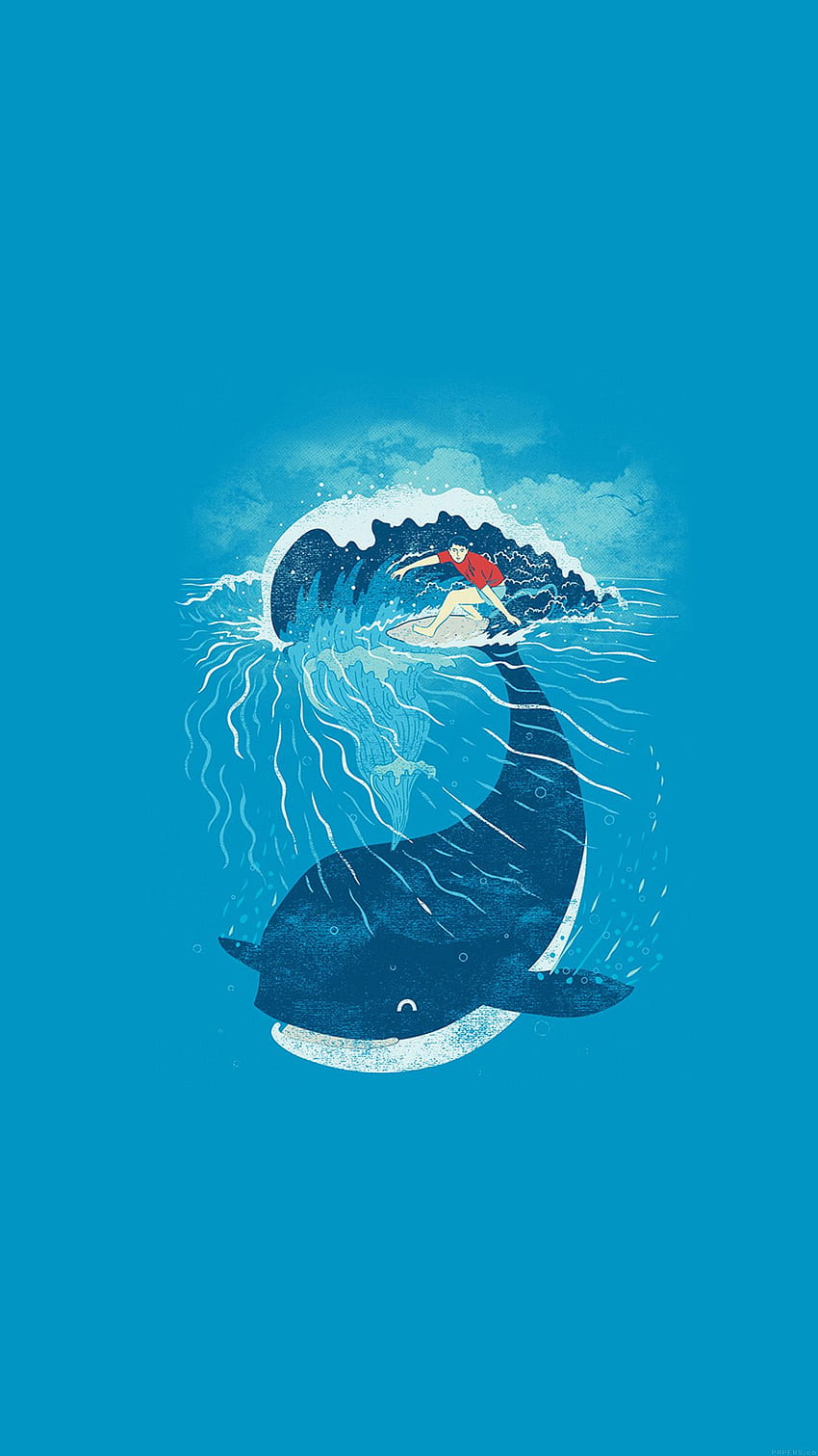 Whale Wave Animal Illust Art Sea Android - Android HD phone wallpaper