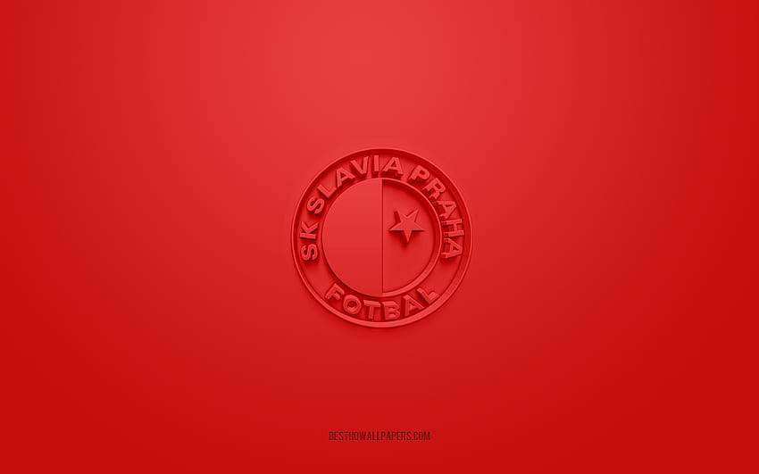SK Slavia Prag, kreatives 3D-Logo, weißer Hintergrund, tschechische Erste Liga, 3D-Emblem, tschechischer Fußballverein, Prag, Tschechische Republik, 3D-Kunst, Fußball, SK Slavia Prag 3D-Logo HD-Hintergrundbild