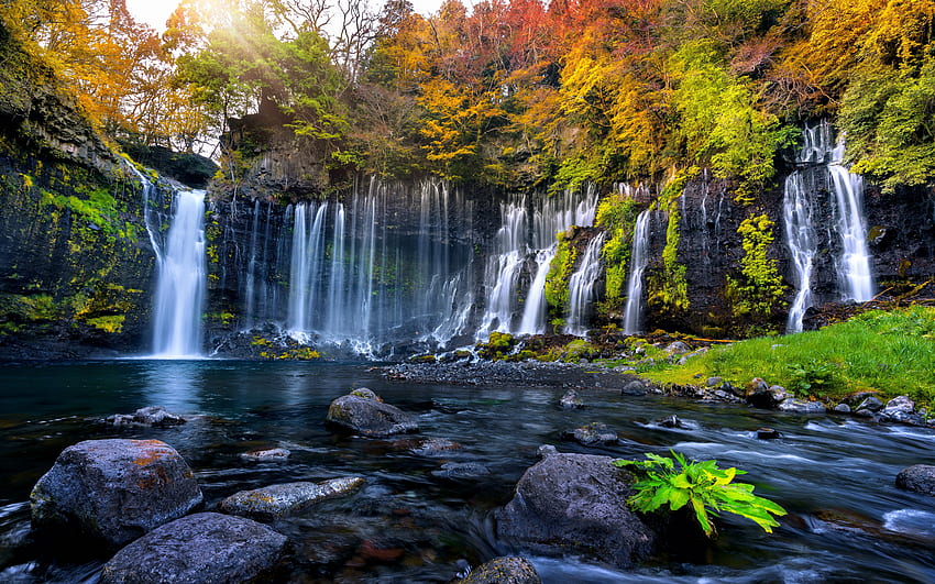 exotic and beautiful nature, waterfall, river stream, dual wide, 16:10, , , background, 26537 HD wallpaper