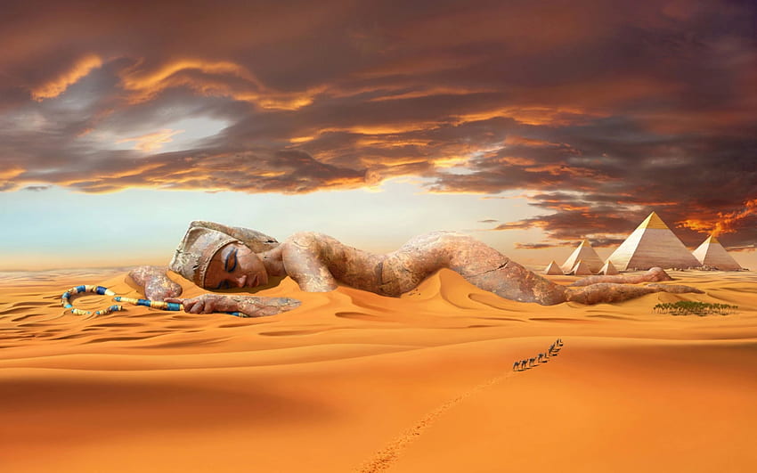 รูปปั้นทะเลทรายปิรามิดอียิปต์โบราณ วอลล์เปเปอร์ HD