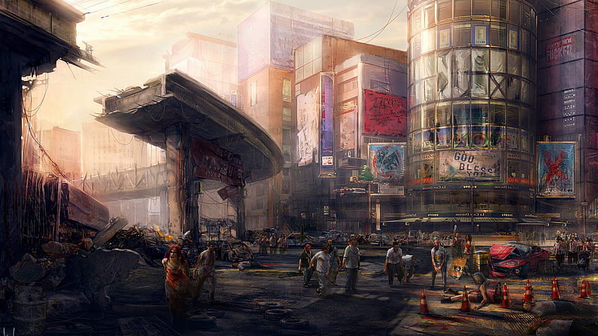 Post Apocalyptic City Zombies - & Background, Apocalypse City HD wallpaper