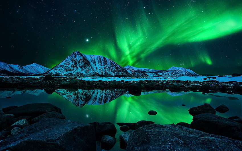 Aurora Borealis Voll und Hintergrund. HD-Hintergrundbild