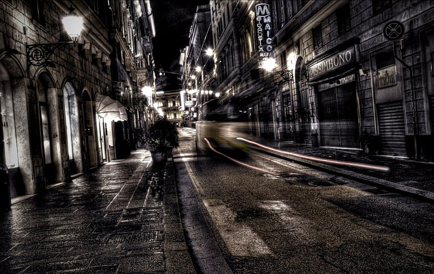 Dark Empty City Street HD wallpaper