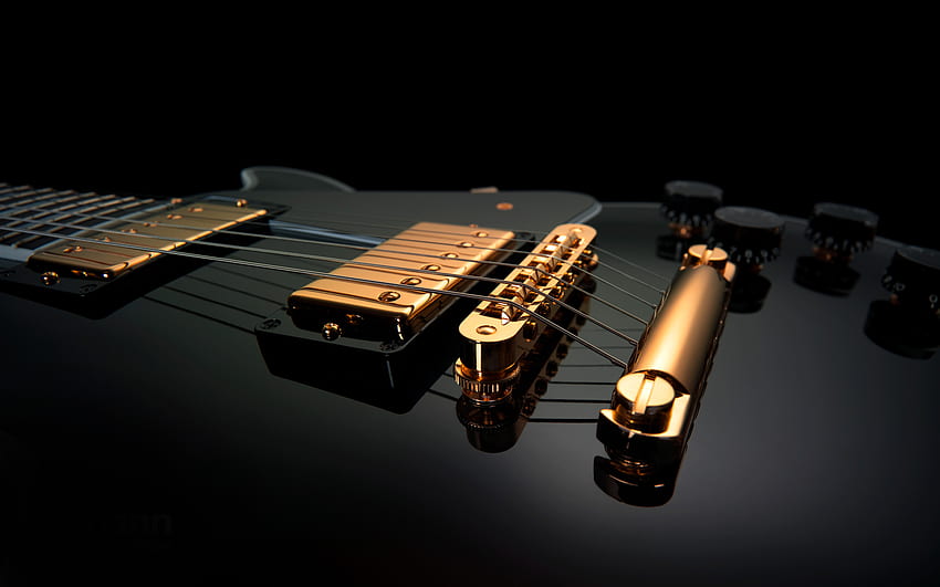 Музикална китара Black Gibson Les Paul Electric HD тапет