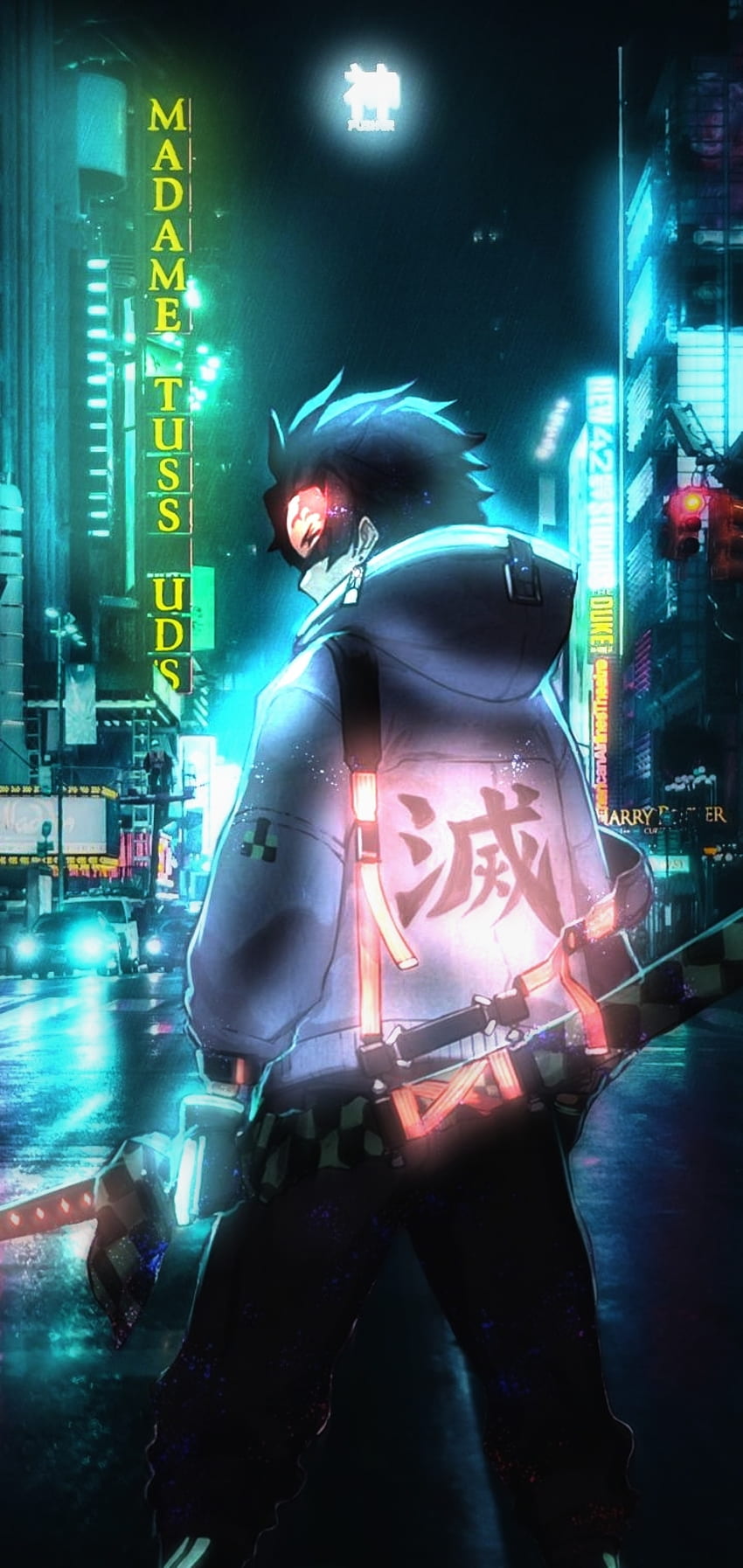 tanjiro demon slayer, magenta, music, cool, anime HD phone wallpaper