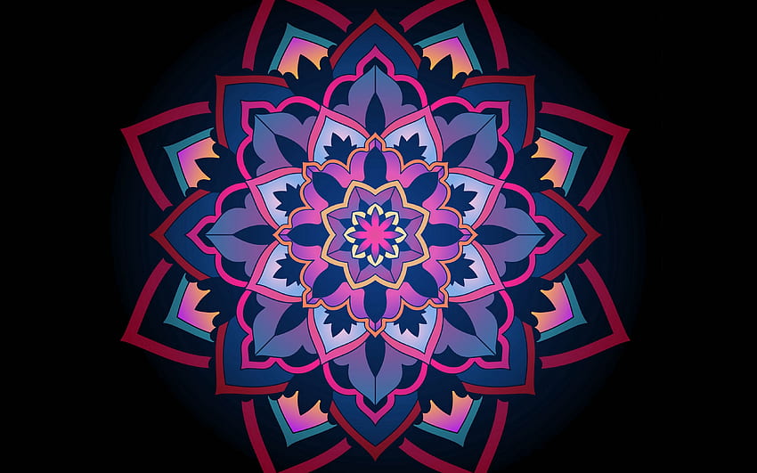 mandala, ornamen, pola, renda, latar belakang ultra kerawang 16:10, Mandala Dark Wallpaper HD