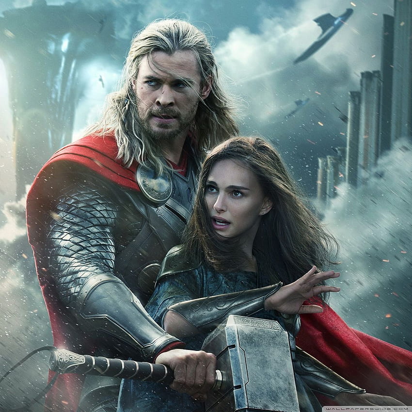 Thor Mroczny świat Natalie Portman i Chris Hemsworth Tapeta na telefon HD