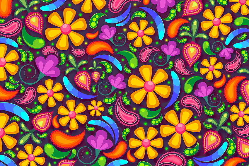 Flores, colorido, arte, abstracto. fondo de pantalla