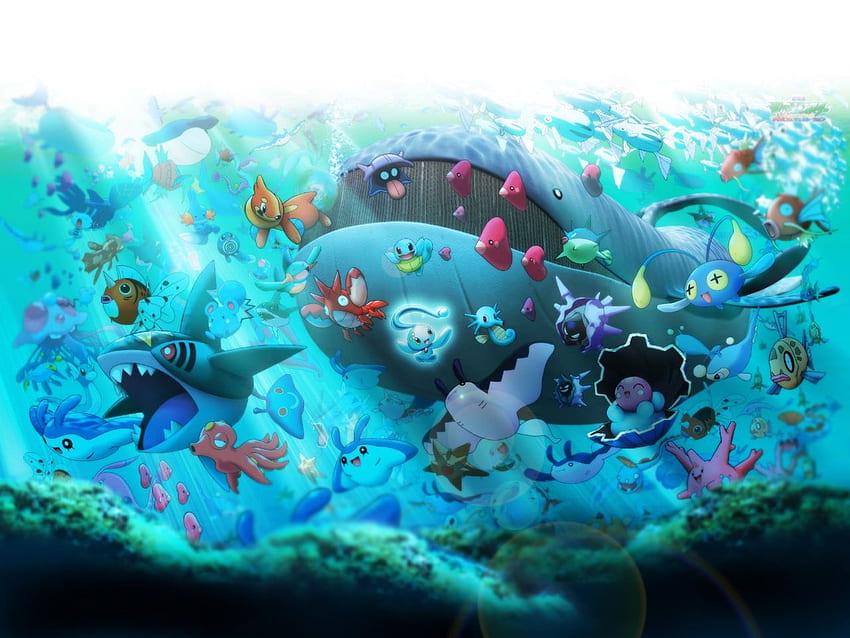 Pokemon Unterwasser Unterwasser-Anime-Pokemon-Kunst. Cooles Pokémon, süßes Pokémon, Pokémon vom Typ Wasser HD-Hintergrundbild