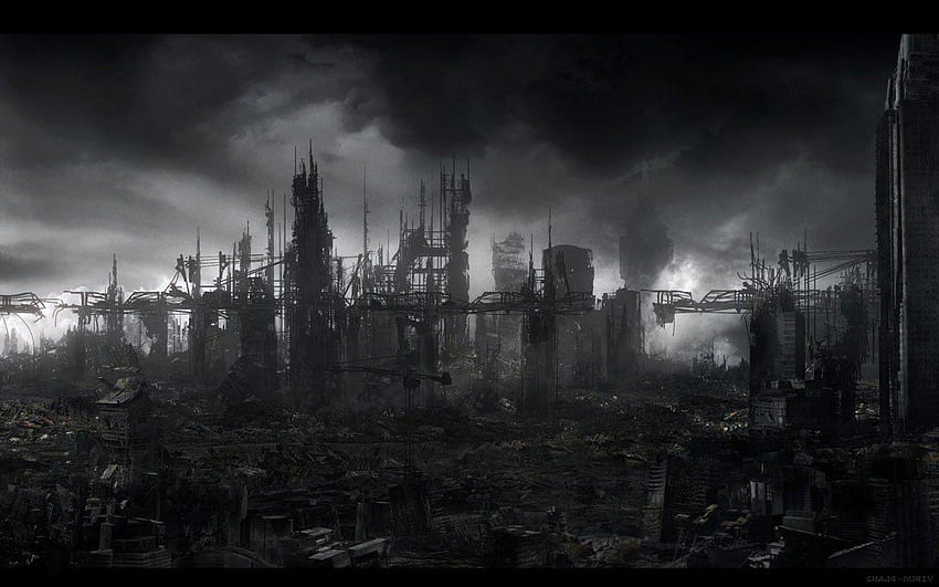 Destroyed City Background. Post apocalyptic city, Post apocalyptic, Dark city, City Destruction HD wallpaper