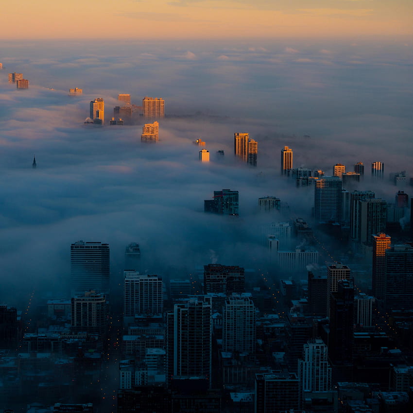 Kota, Awan, Pemandangan Dari Atas, Kabut, Kota Malam, Pencakar Langit wallpaper ponsel HD