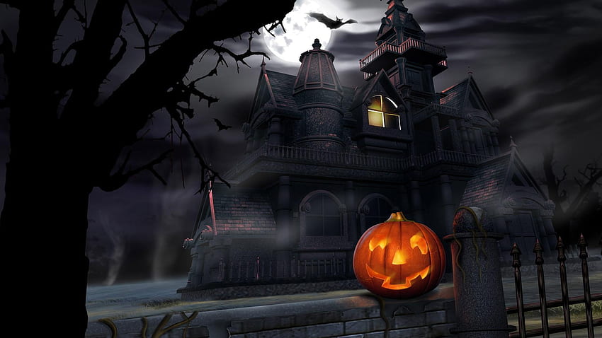 Halloween Castle At Night, Creepy Vampire Castle HD wallpaper