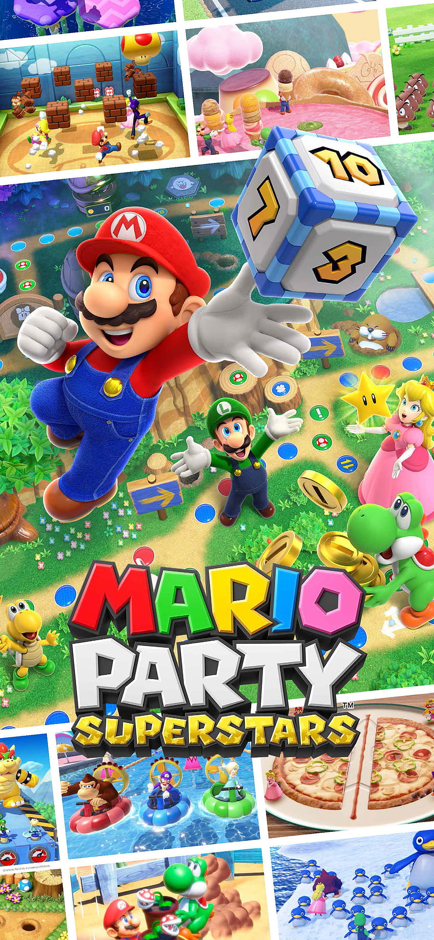 Mario Party Superstars, jeu, nintendo, yoshi, dés, pêche, luigi, superstar, plateau Fond d'écran de téléphone HD