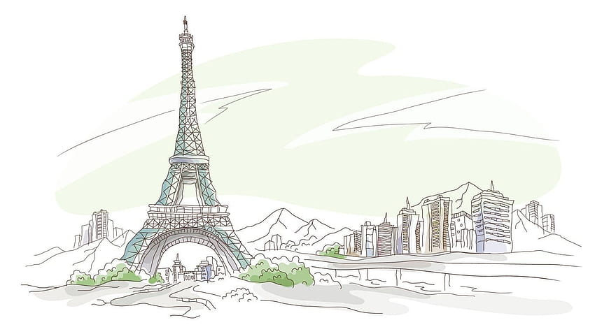 Paris Eiffel Tower illustration, Eiffel Tower Drawing Illustration,  Hand-painted Eiffel Tower 