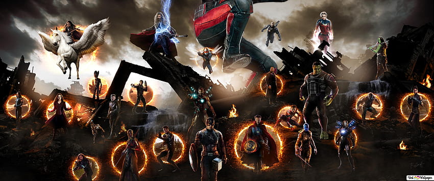 Avengers: Endgame assemble, Marvel 3440 X 1440 HD тапет