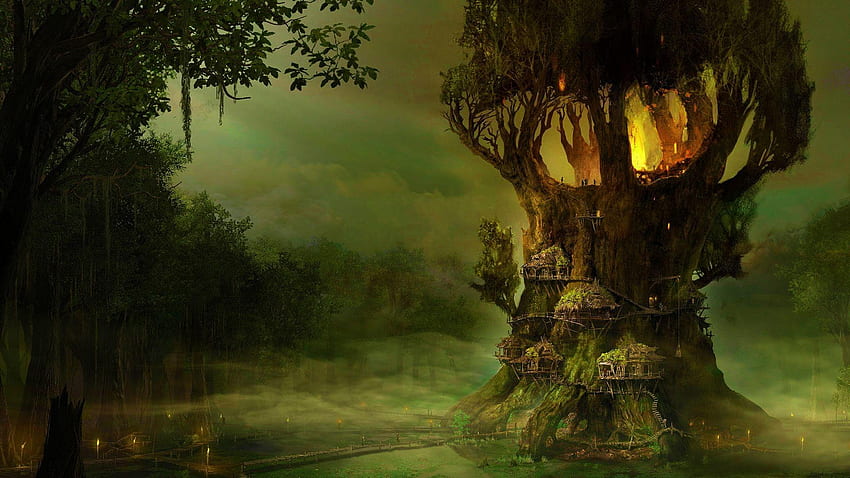 Forest Elf, Elven City HD wallpaper