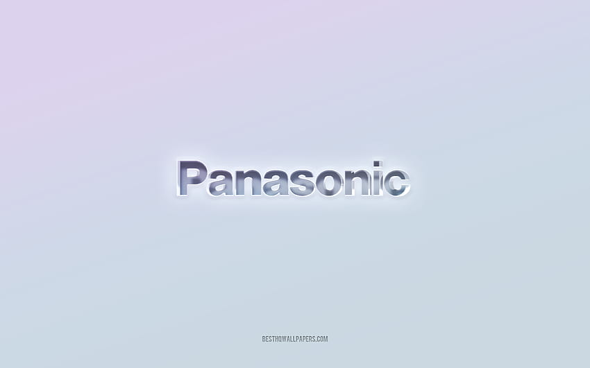 Logo Panasonic, texte 3d découpé, fond blanc, logo Panasonic 3d, emblème м, Panasonic, logo en relief, emblème Panasonic 3d Fond d'écran HD
