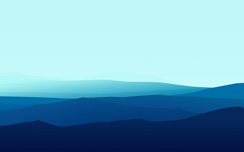 Pegunungan Biru Minimal, Abstrak Gunung Biru Wallpaper HD