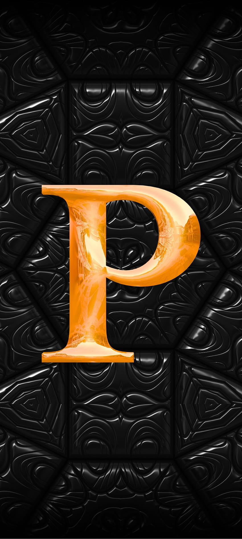 P Latter initial, orange, art, dark, Alphabet P HD phone wallpaper