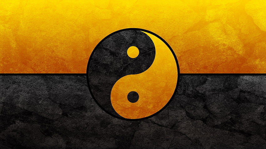 Schwarz und Gold Yin Yang-Symbol. HD-Hintergrundbild