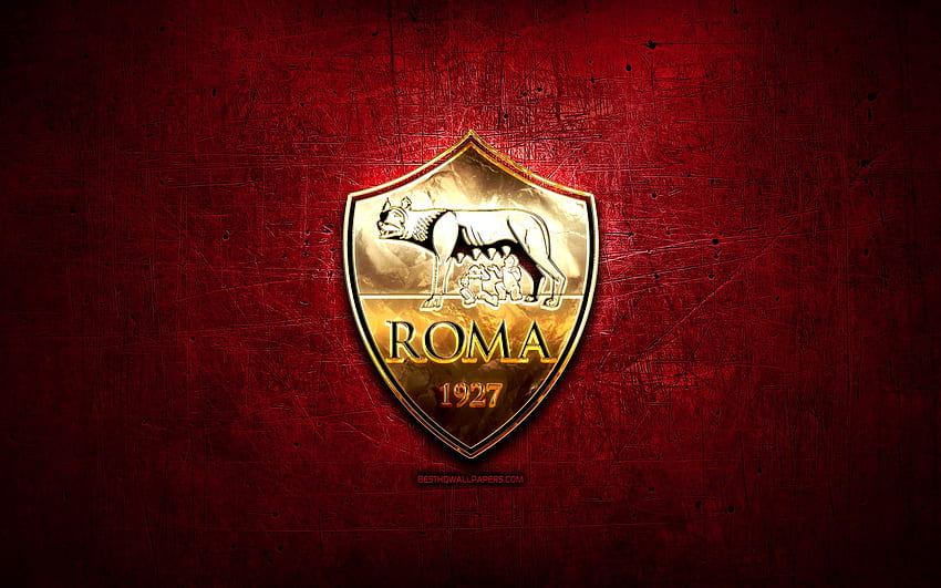 AS Roma, logo dorado, Serie A, violeta fondo de pantalla