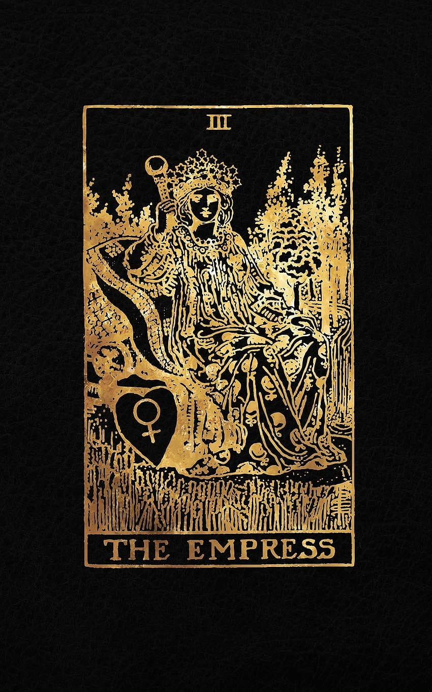 The Empress: Tarot Card Journal - 5 x 8 College 120 páginas rayadas. Black Leather Style and Gold - College Ruled Notebook: Tarot Card Notebooks: 9781088746967: Books fondo de pantalla del teléfono