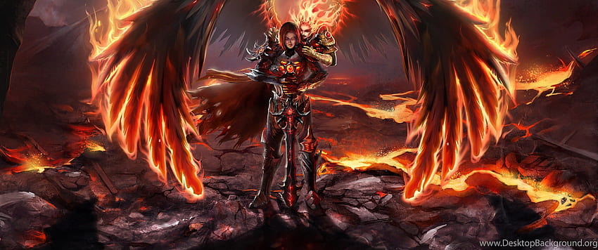 Fire, Heroes, Fallen Angels, Magic, Inferno, Inferno Warrior HD wallpaper