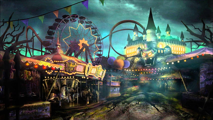 Зловеща циркова музика - Зловещ увеселителен парк, призрачна тема HD тапет
