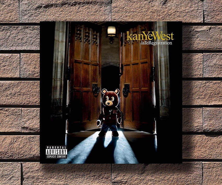Y384 Kanye West Terlambat Pendaftaran Album Musik Bintang Rap Panas Seni Poster Kanvas Cetak Dekorasi inci. Stiker dinding Wallpaper HD